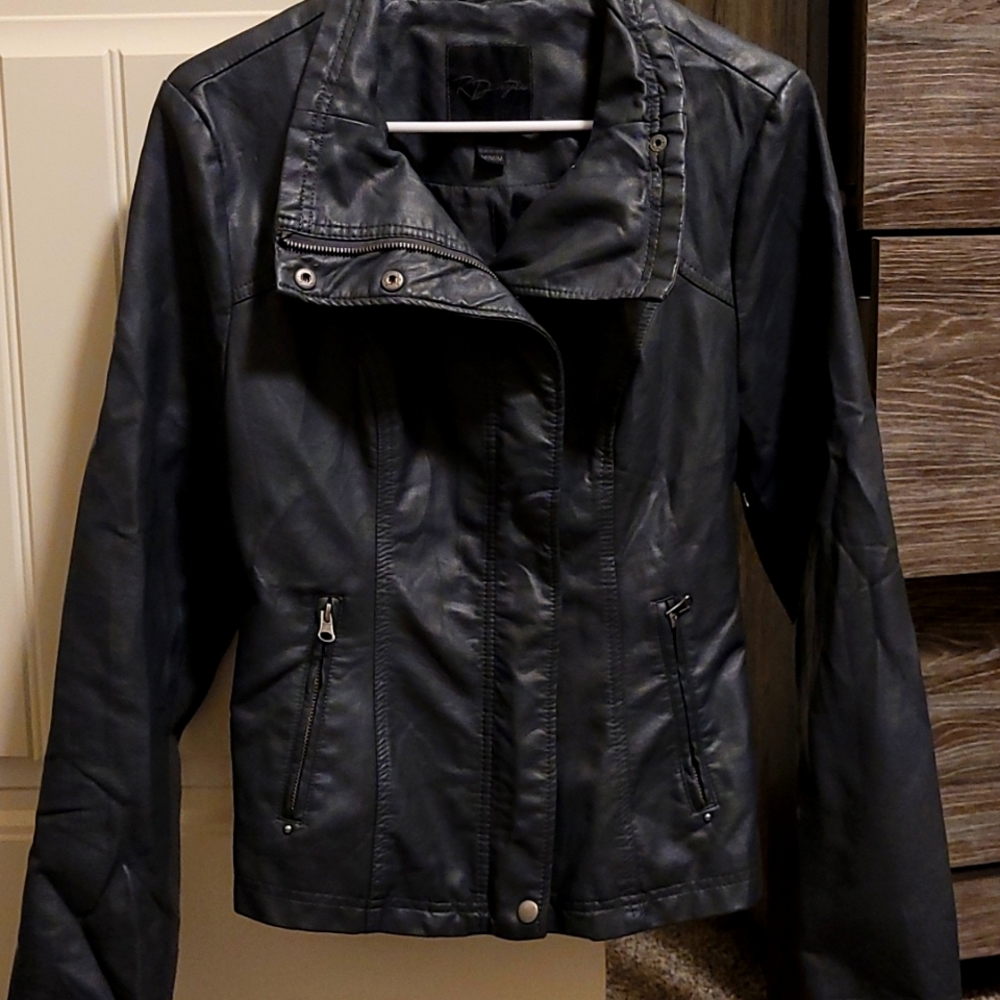 Women's size medium dark gray faux leather jacket